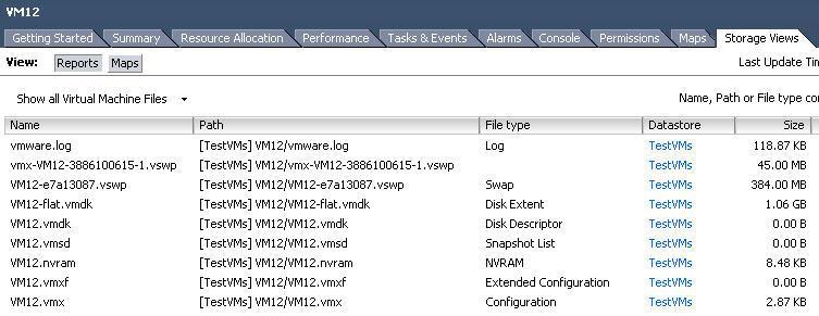 Using the Storage Views Tab to Display Files Select the virtual machine in the inventory
