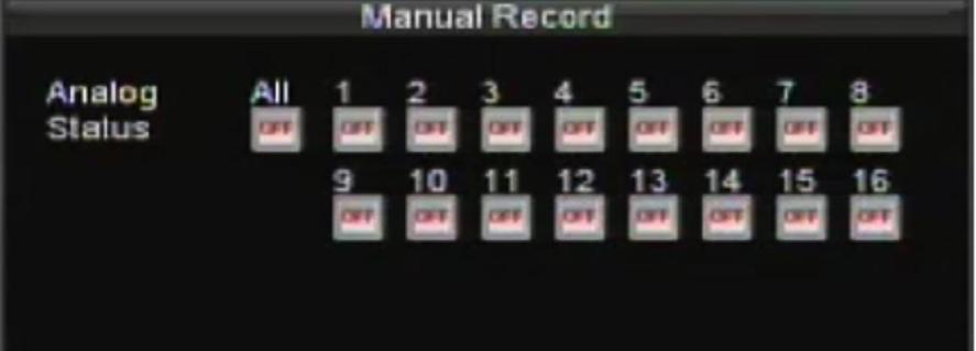 2. Start manual recording by selecting On or Off for the cameras desired. 4.5 Protecting Recorded Files There are two methods to prevent recorded files from being deleted off the.