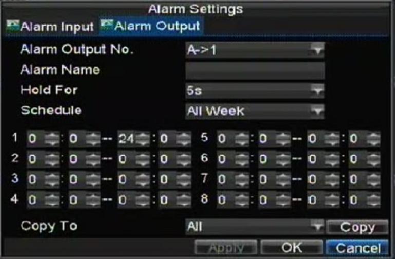 This will bring up the settings page for the selected channel. 3. Configure the settings for selected output. 4. Select OK to save and exit.