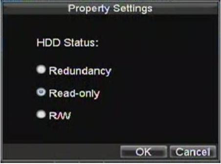 11.3 Setting Status You may change the behavior of your by changing its status. The status of a can be set to redundancy, read-only or read/write (R/W). 11.3.1 Setting to Read-Only A can be set to read-only to avoid important recorded files from being overwritten when the becomes full.