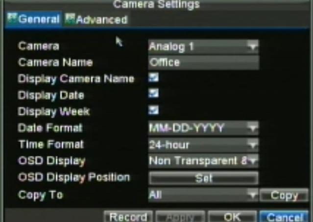 9. Select Camera Settings. 10. Select Advanced tab 11.