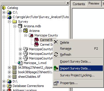 Right-click the CarmelBay project and click Import Survey Data. 3. Click the Browse button and navigate to the CarmelBay.