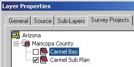 3. Click the Sub-Layers tab and click TPS Measurements. 4. Click the Remove button. 3 7. Uncheck the Carmel Bay project and verify that the Carmel Sub Plan project is checked. 8.
