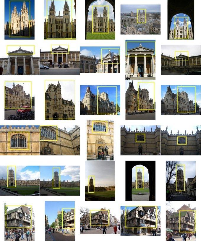 Oxford buildings dataset Landmarks plus queries used for evaluation All