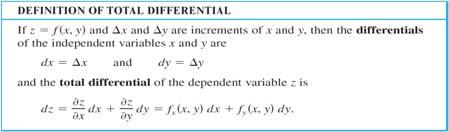 Examples 13.4 Differentials Objectives: Understand the concepts of increments and differentials. Extend the concept of differentiability to a function of two variables.