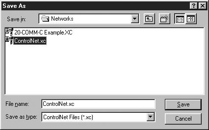 The project is now saved for future use. Verifying Network Properties 1. In the Network menu, select Properties to display the ControlNet dialog box (Figure 4.27).