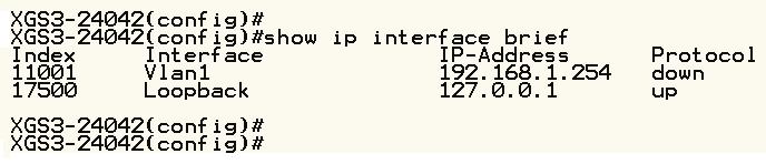 6. Configuring IP Address The IP address configuration commands for VLAN1 interface are listed below.