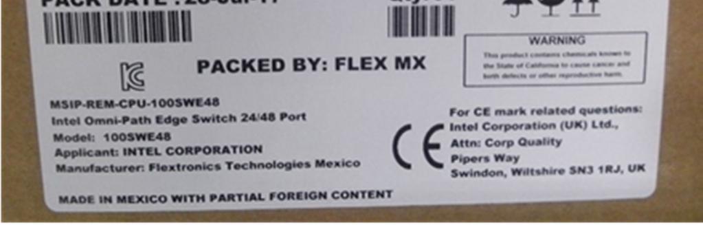 Packaging label KCC Registration Flextronics Flextronics External Packaging Manufacturer International USA, Inc.