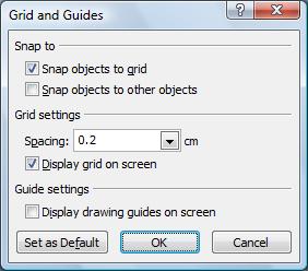In the Snap to options, you can choose to Snap objects to grid as well as Snap objects to other objects In the Grid settings options, set the Spacing for the grid, and you can also choose to Display