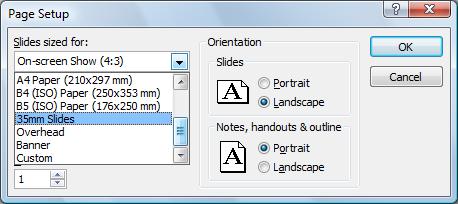 The Page Setup dialog box will be displayed.