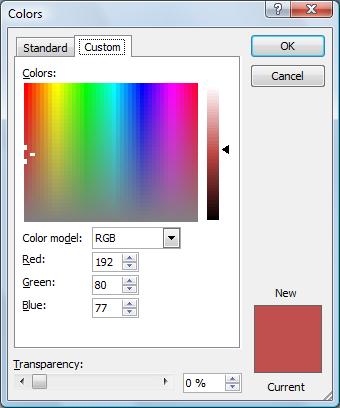 The Colors dialog box will be displayed.