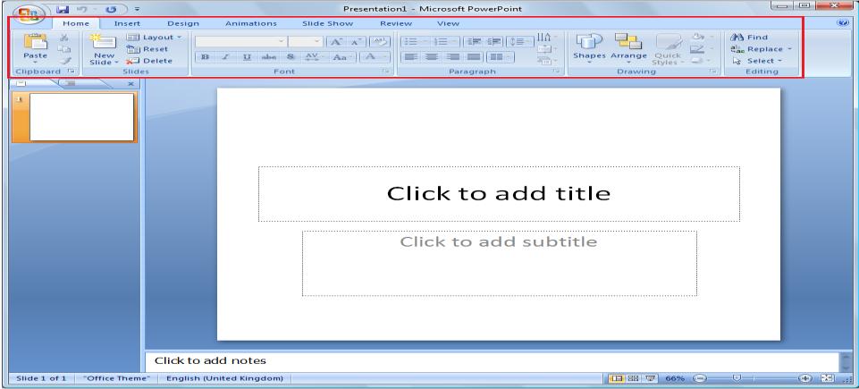 same method as Windows XP to start PowerPoint. However, Windows Vista has a simple search system that will let you quickly find the program icon.