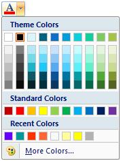 Font colour The font colours in a presentation are usually determined by the theme colours.