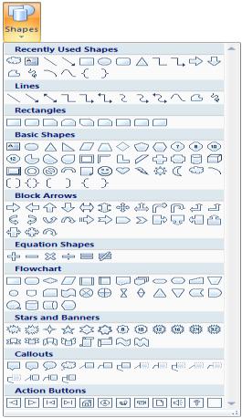 To insert a shape in a slide: Make sure that you are viewing the slide in which you want to draw the shape On the Insert tab, in the