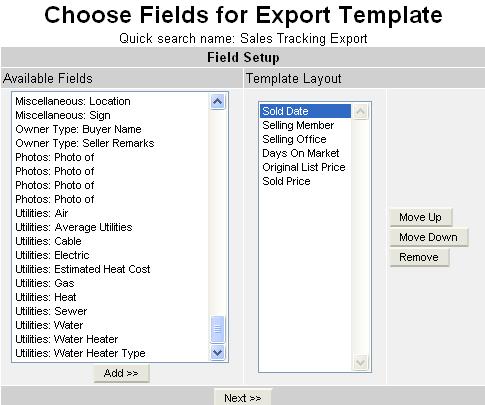 Select whether you would like Detail group names to show, and which property types for which you would like the export template available for.