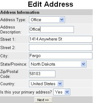 Type in a description for the address, such as Home or Office. Type your complete address information into the fields available.