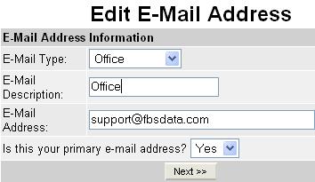 Your primary contact information is used throughout the system, so it is important to complete the My E-mail Addresses section of the Profile. Click New to enter a new address.