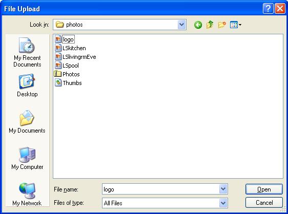 Preferences 5 To add a new Photo or Logo, click New at the bottom of the screen. Select the type of file you wish to add by clicking on the radio button next to Type.