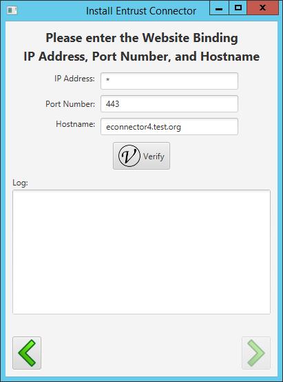 1. Enter the IP Address of the econnector web site. Or, use the * to represent all IP address available on the web server. 2.