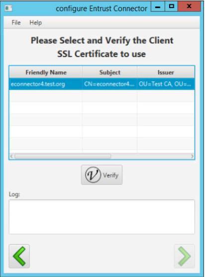 1. Select the option to Select an Existing Certificate and