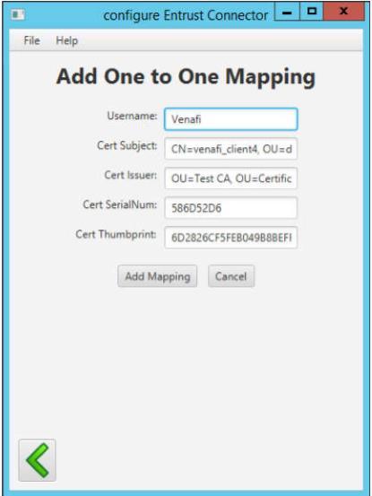 4.2.28 Verify and Add the New Mapping 1. Review the new client authentication mapping details and then click the Add Mapping button to add the mapping.