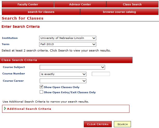 Class Search Tab Functions The final tab at the top of the Advisor Self Service page is Class Search.