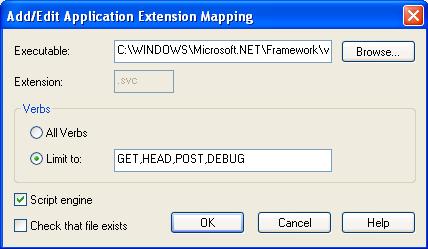 EntraPass WebStation Installation Manual If.svc is not among the extensions list, click on Add and enter the following data in Executable (C:\WINDOWS\Microsoft.NET\Framework\v2.0.50727\aspnet_isapi.