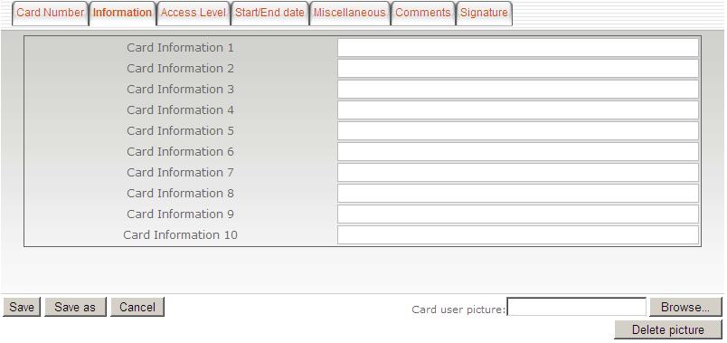 EntraPass WebStation User Manual 8. Click the Card Number tab. Enter the number printed on the card, if available, in the Card Number field.