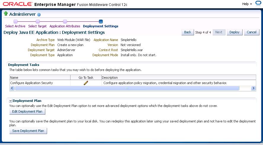 Deploying Web Services Applications Figure 3 4 Deployment Settings Page 11.