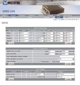 2.6 GPIO (MRD-330 only) The MRD-330 has two general purpose digital inputs and two general purpose digital outputs, the options