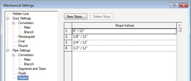 Autodesk Revit 2013 BIM Management: Template and Family Creation Slopes In the Slopes area, you can add or delete typical slopes used in a