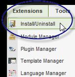 XCloner for Joomla installation Log in to your Joomla backend and go to Extensions Install/Uninstall. The Extension Manager will open.