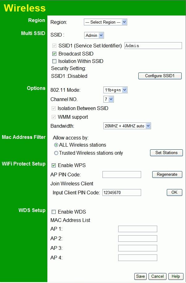 Wireless Router User Guide Wireless Screen The Wireless Router's settings must match the other Wireless stations. Note that the Wireless Router will automatically accept both 802.11b and 802.