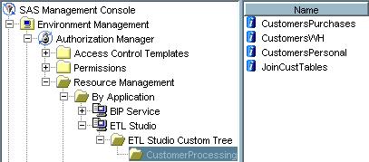 26 Setting Permissions on Custom Tree Folders 4 Chapter 3 3 Authorization Manager 3 Resource Management 3 By Application 3 ETL Studio 3 ETL Studio Custom Tree At this point, you will see the