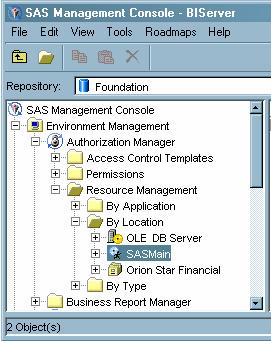 66 Securing Access at the SAS Workspace Server Level 4 Chapter 5 Securing Access at the SAS Workspace Server Level To access the Authorization tab for a SAS Application Server in the SAS Management