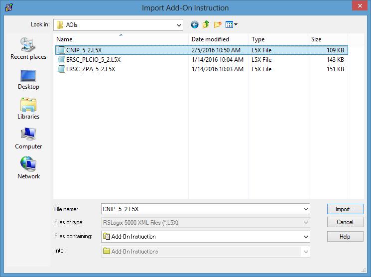 Using CNIP Add On Instructions (AOI) with RSLogix 5000 67 Step 2 Navigate to the