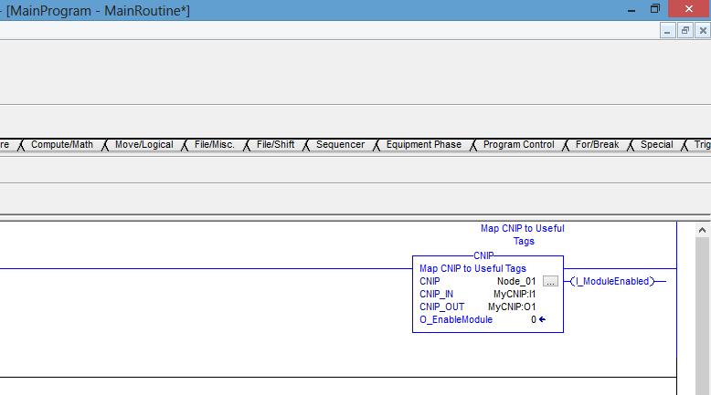 Using CNIP Add On Instructions (AOI) with RSLogix 5000 71 At this point, the AOI has been set up to use in your logic program.