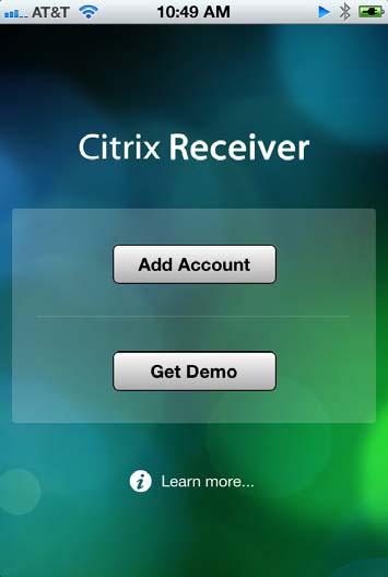 The Citrix Receiver window displays. 8.