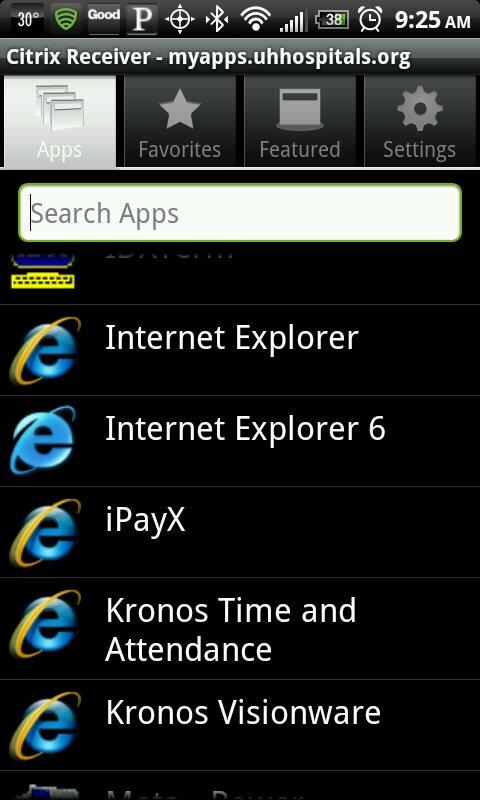 A list of your available MyApps applications displays. 11.