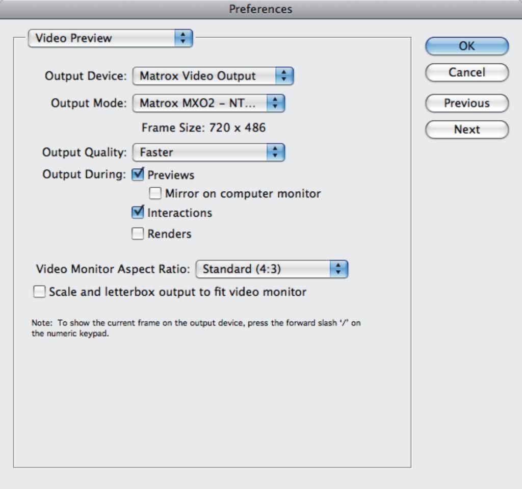 Specifying your video and audio output device settings The following sections explain how to specify your video and audio output device settings for Final Cut Pro and Adobe After Effects.