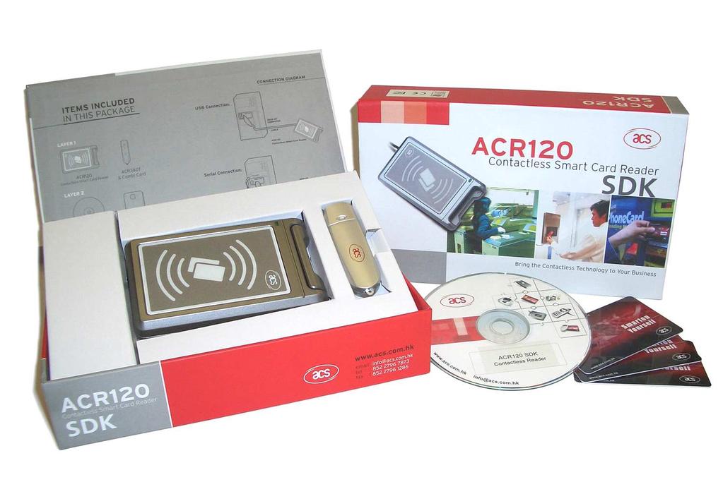 7.0 Software Development Kit Specifications The ACR120 Software Development Kit (SDK) enables effective development of customized applications and systems using Mifare cards, contactless readers, and
