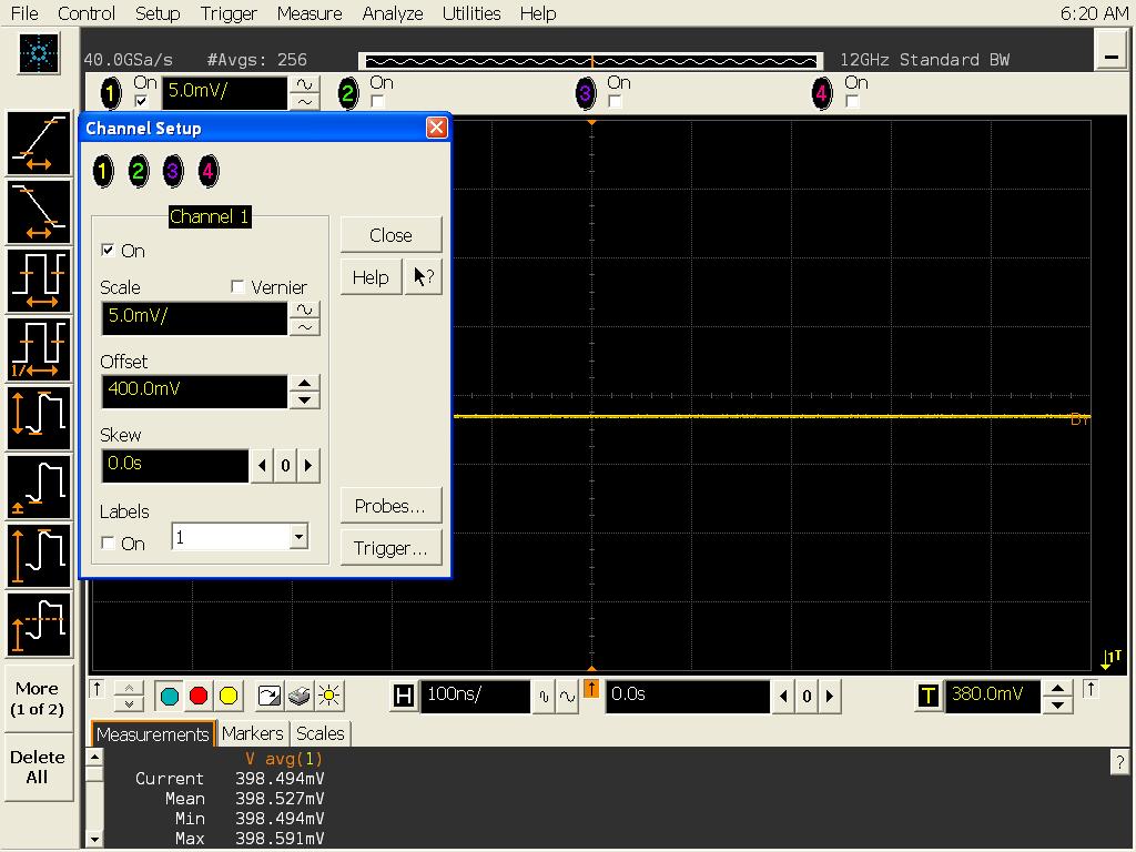 Chapter 3: Testing Performance Offset Accuracy Test 15 Set the channel 1 offset value to 400.0 mv.