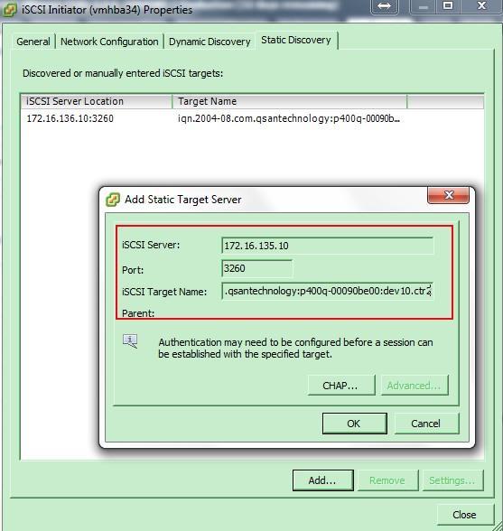 are connecting to the iscsi data port of