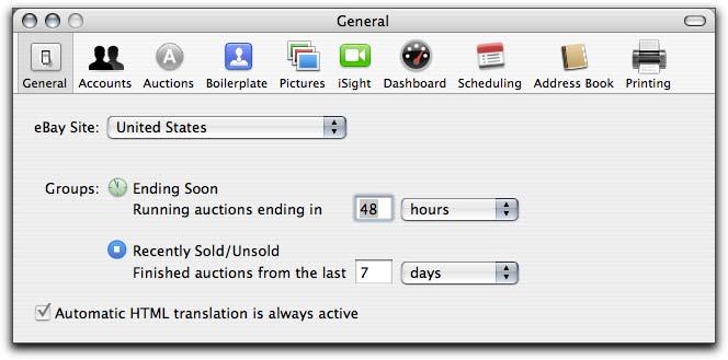 Appendix: Preferences The preferences can be used to configure the default options for new auctions as well as some general settings.