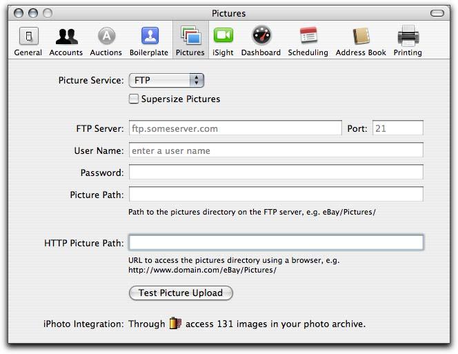 FTP If you have access to a public webserver, you can upload your auction pictures directly to this server. Note The server needs to support both file uploads via FTP as well as downloads via HTTP.