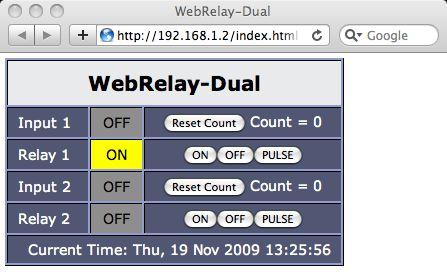 Section 3: Operation The WebRelay-Dual can be operated by applying a voltage to the optically-isolated input, using a web browser, by sending text commands to an XML status/control page, or by