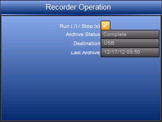 Recorder Operation Screen Figure 10 - Recorder Operation Screen The recorder operation screen