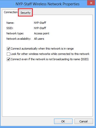 1.6 In the pop-up window, Wireless Network Properties: Ensure the checkboxes for Connect automatically when this network is