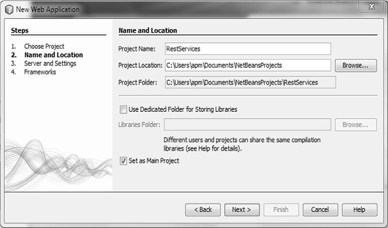 Using NetBeans to create a REST service Create a Web Application in Glassfish You can use the web page to give some presentation and help about the service Add a new resource to the web application