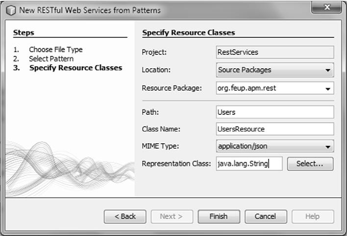 This path is appended to the web application address + REST Resource (specified when we added the service to the web application) The classes representing the resource or its components, and